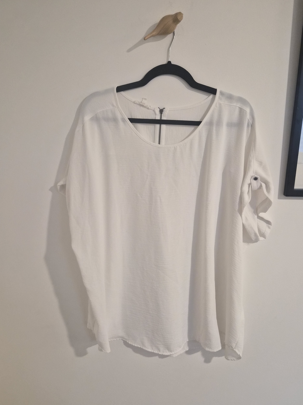 Women's White Roll-Sleeve Blouse - Elegant Everyday Top